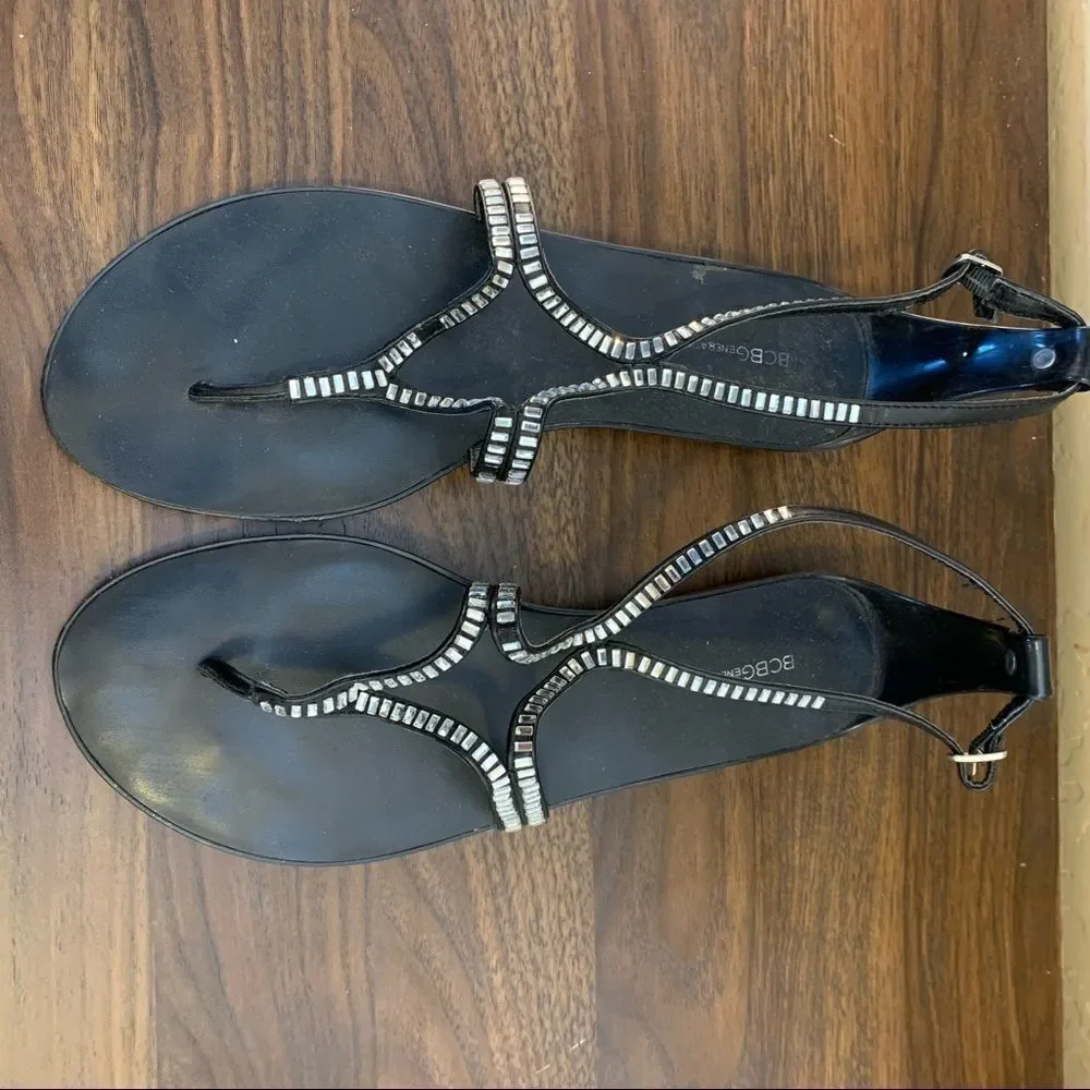 BCBGeneration Flat Silver Sparkle Sandals